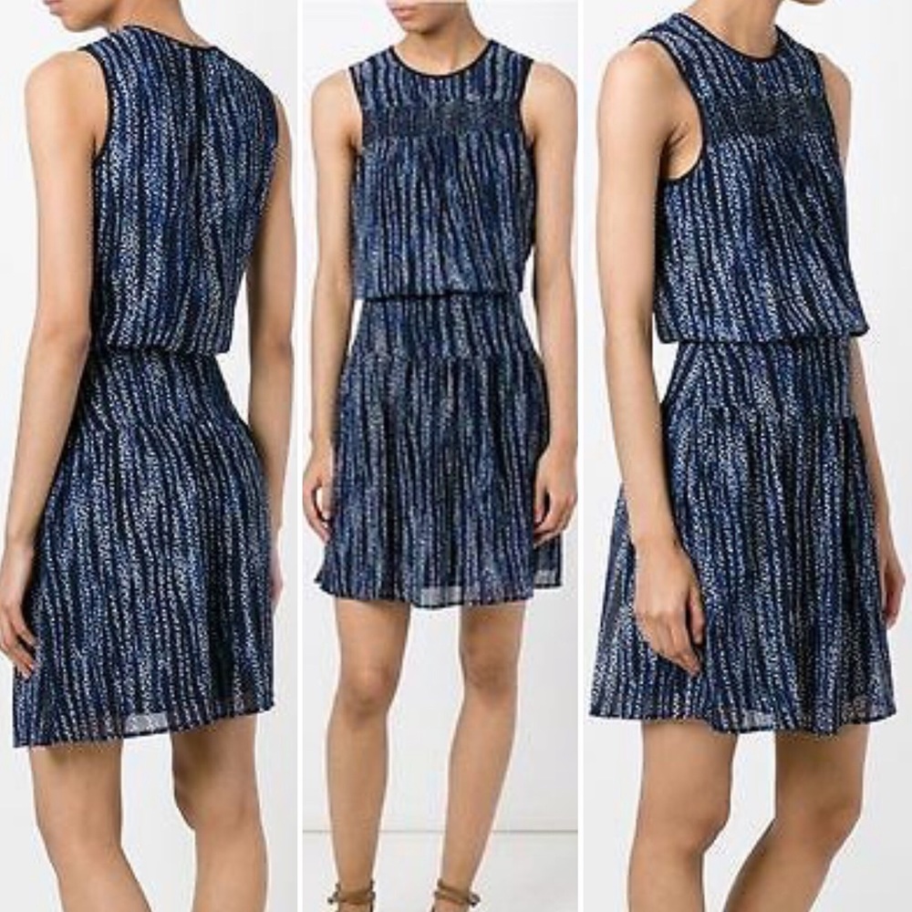 Michael Kors Burnell Smocked Georgette Dress-12P